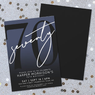 Invitación Elegante fiesta de cumpleaños 70 Blue de la Marina