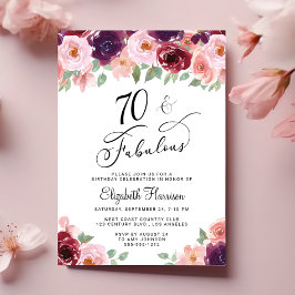 Invitación Elegante fiesta de cumpleaños 70 de Floral