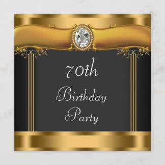 Invitación Elegante fiesta de cumpleaños 70 de negro y oro