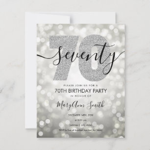 Invitación Elegante fiesta de cumpleaños 70 de Plata Moderna
