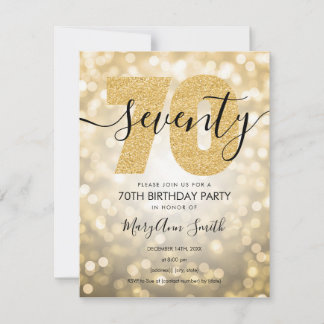 Invitación Elegante fiesta de cumpleaños 70 del oro moderno