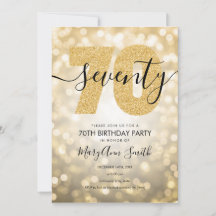 Elegante fiesta de cumpleaños 70 del oro moderno 