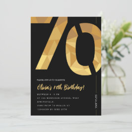Invitación Elegante fiesta de cumpleaños 70 en negro y oro