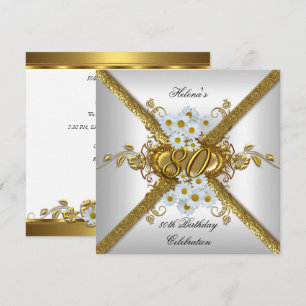 Invitación Elegante Fiesta de Cumpleaños 80 Blanco Margarita 