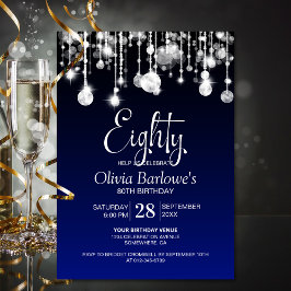 Invitación Elegante fiesta de cumpleaños 80 Blue