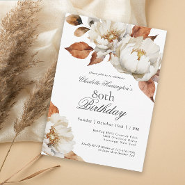 Invitación Elegante fiesta de cumpleaños 80 de Floral de otoñ