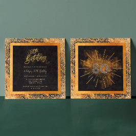 Invitación Elegante fiesta de cumpleaños 80 de Purpurina Negr