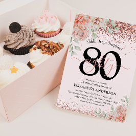 Invitación Elegante Fiesta de Cumpleaños 80 Pink Floral & Bri