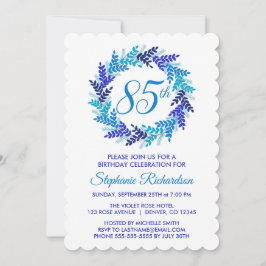 Invitación Elegante fiesta de cumpleaños 85 de la corona azul