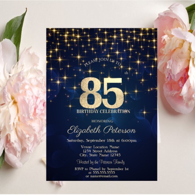Invitación Elegante fiesta de cumpleaños 85 de la Marina de l (Subido por el creador)