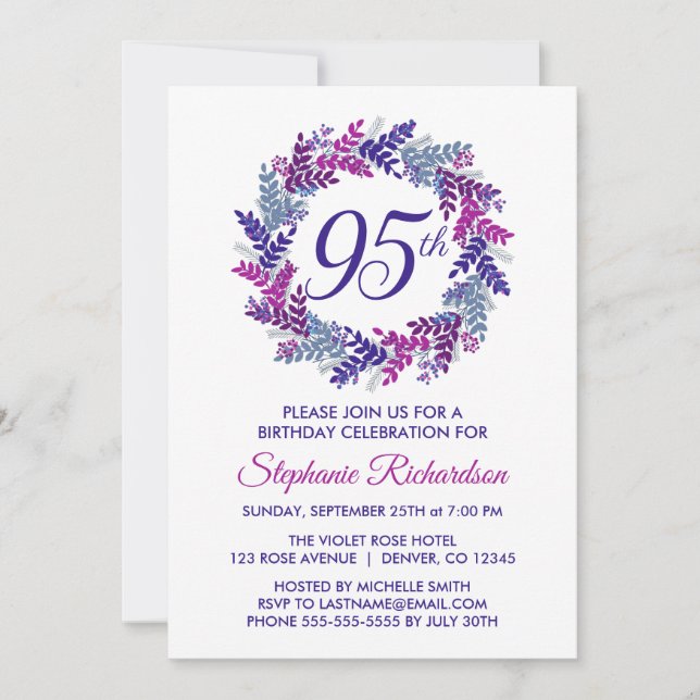 Invitación Elegante fiesta de cumpleaños 95ª de la Guerra Mor (Anverso)