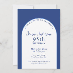 Invitación Elegante fiesta de cumpleaños 95º azul simple