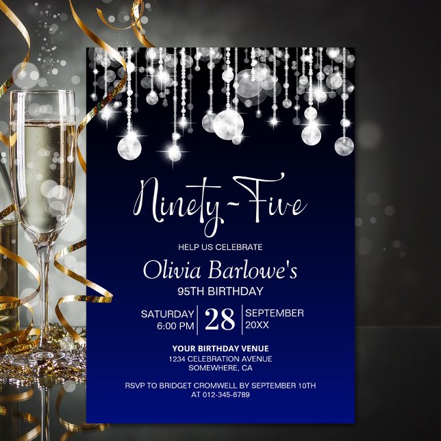 Invitación Elegante fiesta de cumpleaños 95 Blue (Subido por el creador)