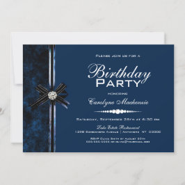 Invitación Elegante fiesta de cumpleaños azul
