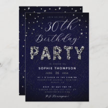 Elegante fiesta de cumpleaños azul del Purpurina S