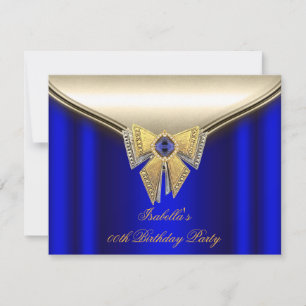 Invitación Elegante Fiesta de Cumpleaños Azul Real Beige Dora