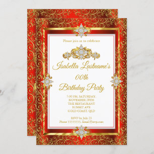 Invitación Elegante fiesta de cumpleaños blanco de oro de Dam
