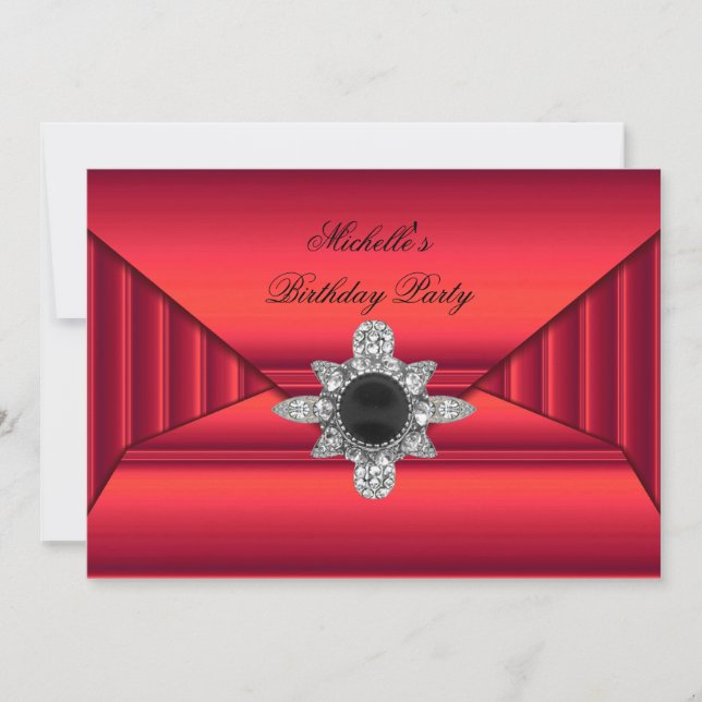 Invitación Elegante fiesta de cumpleaños bolsa de joyas negra (Anverso)