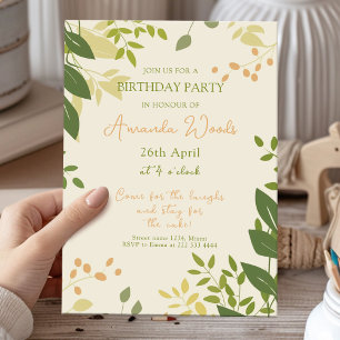 Invitación Elegante fiesta de cumpleaños botánico