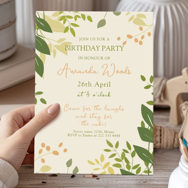 Invitación Elegante fiesta de cumpleaños botánico (Subido por el creador)