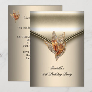 Invitación Elegante Fiesta de Cumpleaños Caramelo Beige Dorad