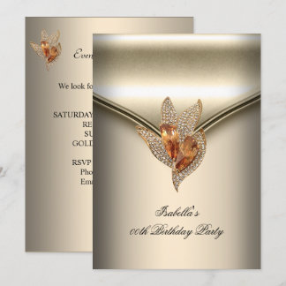 Invitación Elegante Fiesta de Cumpleaños Caramelo Beige Dorad