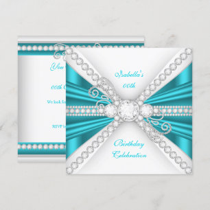 Invitación Elegante Fiesta de Cumpleaños con Azul Verde y Dia