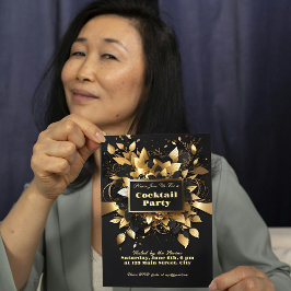Invitación Elegante fiesta de cumpleaños con cócteles de oro