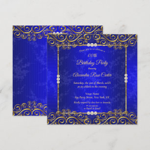 Invitación Elegante Fiesta de Cumpleaños con Crema de Oro Azu
