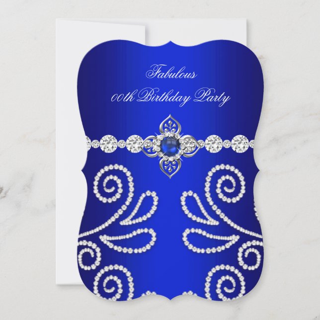 Invitación Elegante Fiesta de Cumpleaños con Diamante y Perla (Anverso)