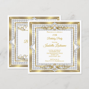 Invitación Elegante Fiesta de Cumpleaños con Diamantes, Oro y