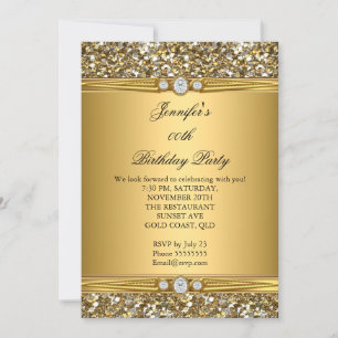 Invitación Elegante Fiesta de Cumpleaños con Diamantes y Bril