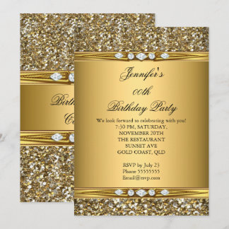 Invitación Elegante Fiesta de Cumpleaños con Diamantes y Bril