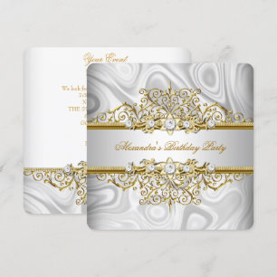 Invitación Elegante fiesta de cumpleaños con encaje de plata 