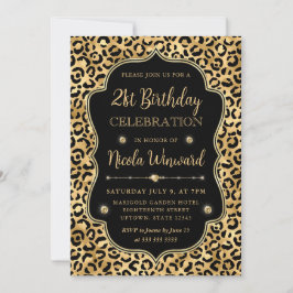 Invitación Elegante Fiesta de Cumpleaños con Estampado de Leo