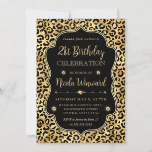 Invitación Elegante Fiesta de Cumpleaños con Estampado de Leo