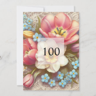 Invitación Elegante fiesta de cumpleaños con flores acuarela 