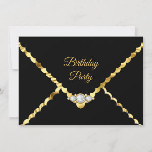 Invitación Elegante fiesta de cumpleaños con gemas de diamant