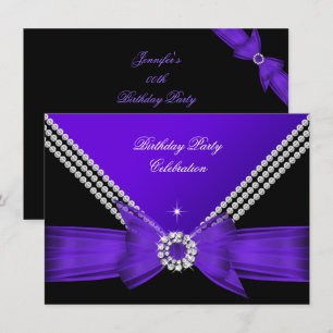 Invitación Elegante Fiesta de Cumpleaños con Lazo de Diamante