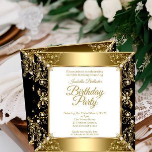 Invitación Elegante Fiesta de Cumpleaños con Perlas Blancas y