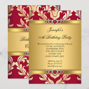 Invitación Elegante Fiesta de Cumpleaños con Perlas de Damasc