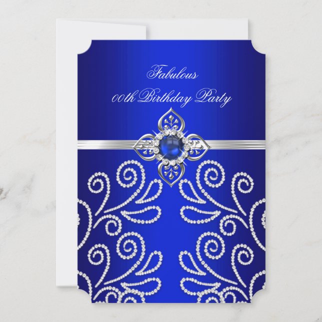 Invitación Elegante Fiesta de Cumpleaños con Perlas y Diamant (Anverso)