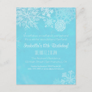 Invitación Elegante Fiesta de Cumpleaños Copo de Nieve País d