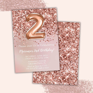 Invitación Elegante fiesta de cumpleaños de 2 años para niña