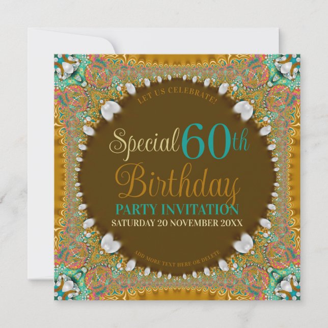Invitación Elegante Fiesta de Cumpleaños de Adultos Bohemitas (Anverso)