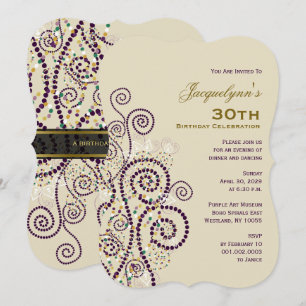 Invitación Elegante fiesta de cumpleaños de Boho Purple Spira