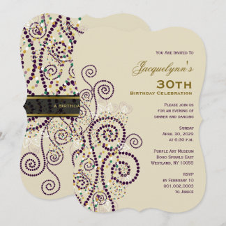 Invitación Elegante fiesta de cumpleaños de Boho Purple Spira