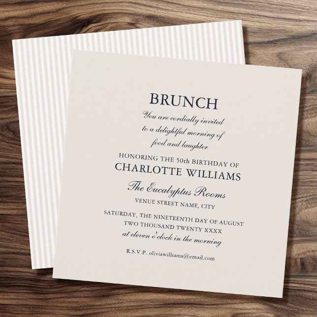 Invitación Elegante fiesta de cumpleaños de Brunch formal ele (Subido por el creador)