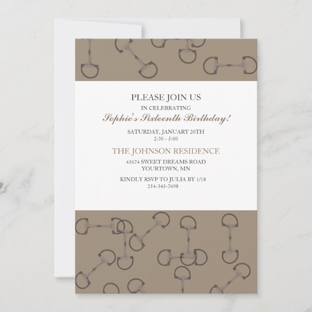 Invitación Elegante fiesta de cumpleaños de caballos (Anverso)