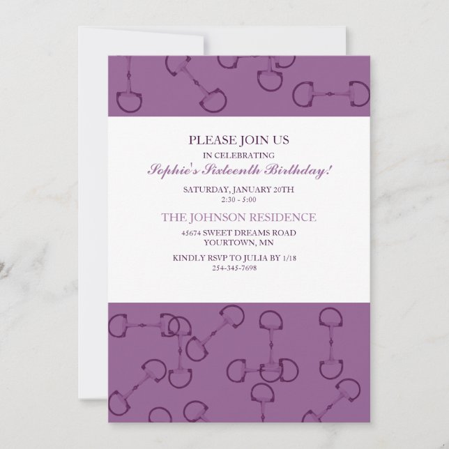 Invitación Elegante fiesta de cumpleaños de caballos (Anverso)